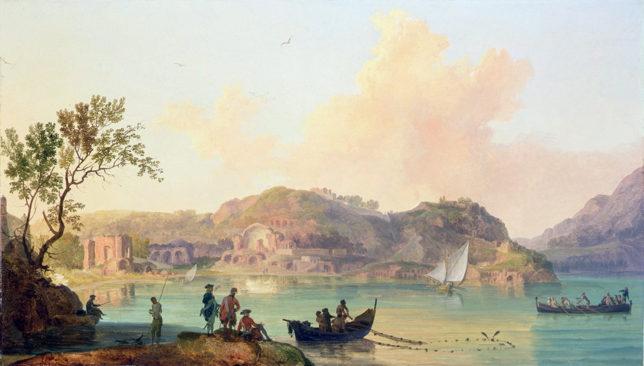 Baiae Vénusz és Diana templomaival Don Pedro de Toledo erődjéből (olaj, vászon) alkotó: Pierre Jacques Volaire