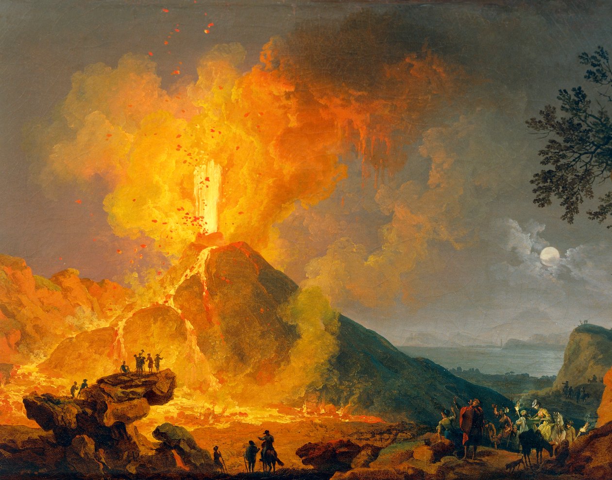 A Vezúv kitörése, Pierre-Jacques Volaire (1729-1792), olaj, vászon, 52x79 cm. Részlet. alkotó: Pierre Jacques Volaire
