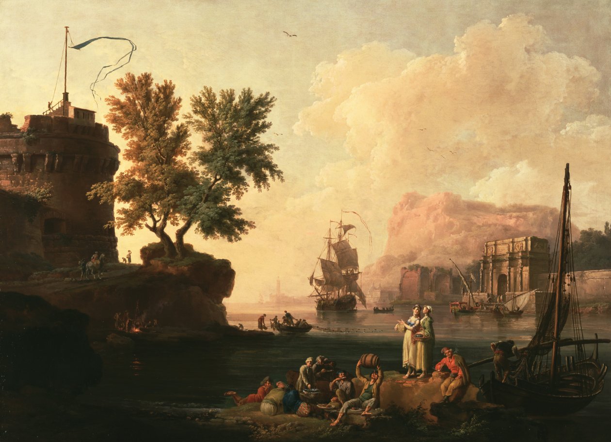 Földközi-tengeri kikötői jelenet, 1763 körül (Olaj, vászon) alkotó: Pierre Jacques Volaire