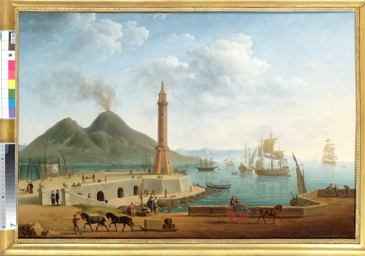 Kilátás a Vezúvra a nápolyi kikötőből, 1791 (121416 pár) alkotó: Pierre Joseph Petit