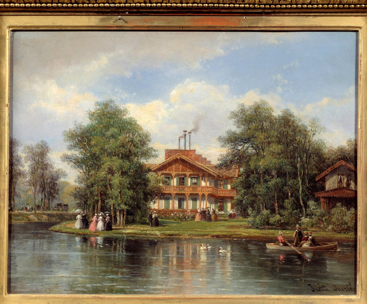 A sárga ajtó faháza, étterem a Bois de Vincennes-ben. Justin Ovrie festménye (1806-1879) alkotó: Pierre Justin Ouvrie