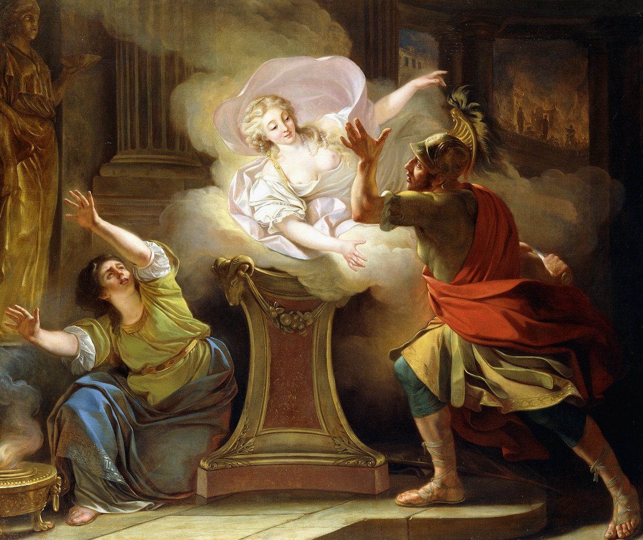 Aeneas üldözi Helenát a Vesta templomban, alkotó: Pierre Lacour