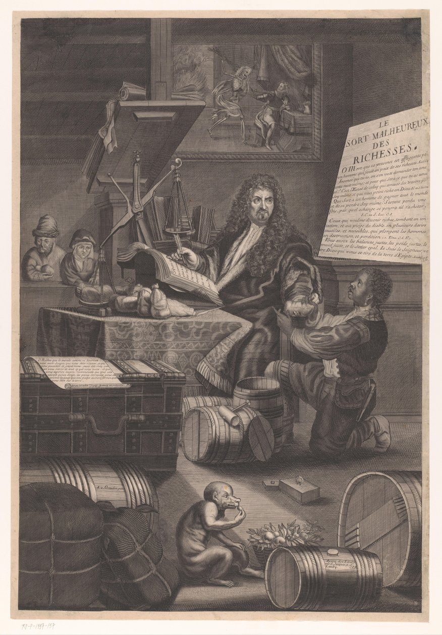 Arany mérleg a gazdagság veszélyeire figyelmeztető szolgával alkotó: Pierre Landry (attributed to)