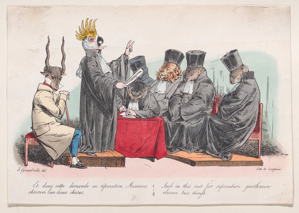 És ebben az elválási perben, uraim, figyeljenek meg két dolgot a Metamorphoses of the D...-ből, 1829-ből. alkotó: Pierre Langlumé