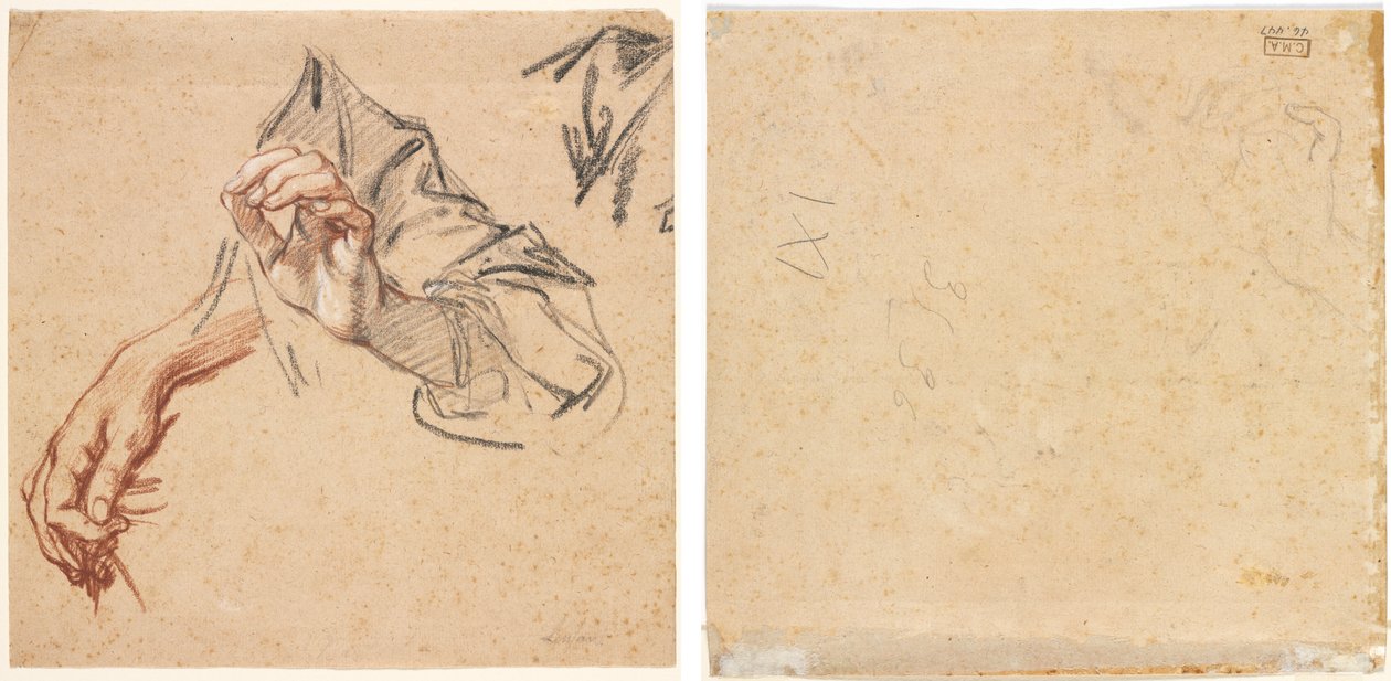 Study of Hands (recto); Vázlat egy kézről (fordítva) alkotó: Pierre Lenfant