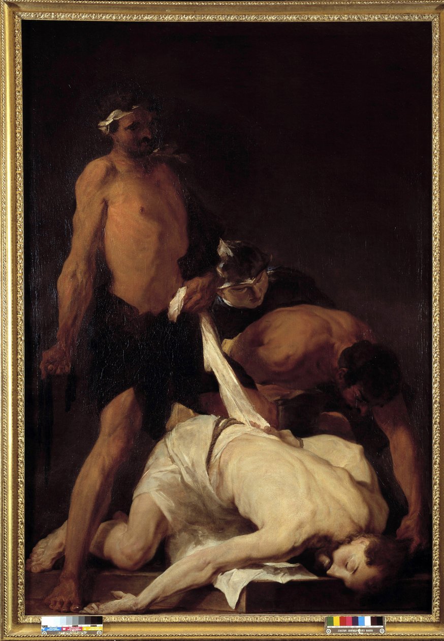 Krisztus elájult a korbácsolás után (olaj, vászon) alkotó: Pierre Louis Cretey or Cretet