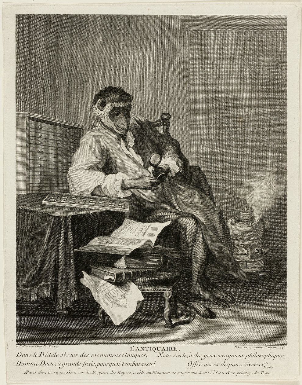 A majom antikvárium alkotó: Pierre Louis de Surugue