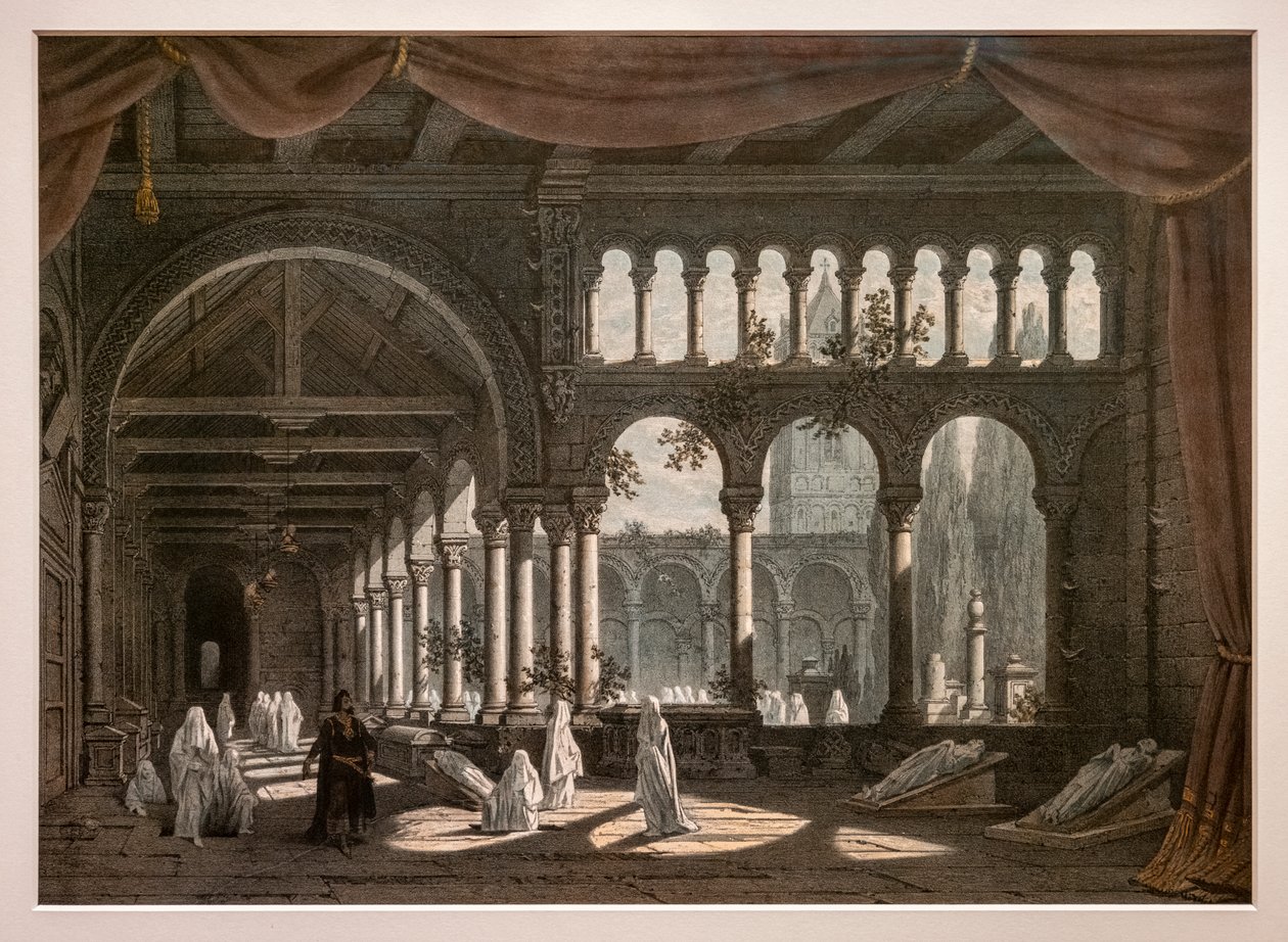 Ördög Róbert, dekorációk a III. felvonás második festményéhez. 1831. Litográfia alkotó: Pierre Luc Charles Ciceri