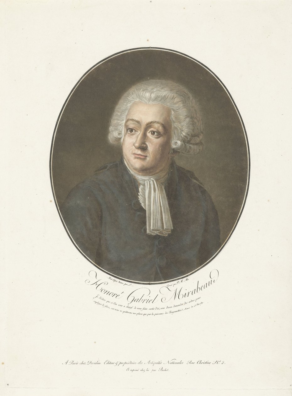 Honoré Gabriel Mirabeau portréja Honoré Gabriel Mirabeau (cím a tárgyon) Nagy férfiak gyűjteménye (sorozat címe) alkotó: Pierre Michel Alix
