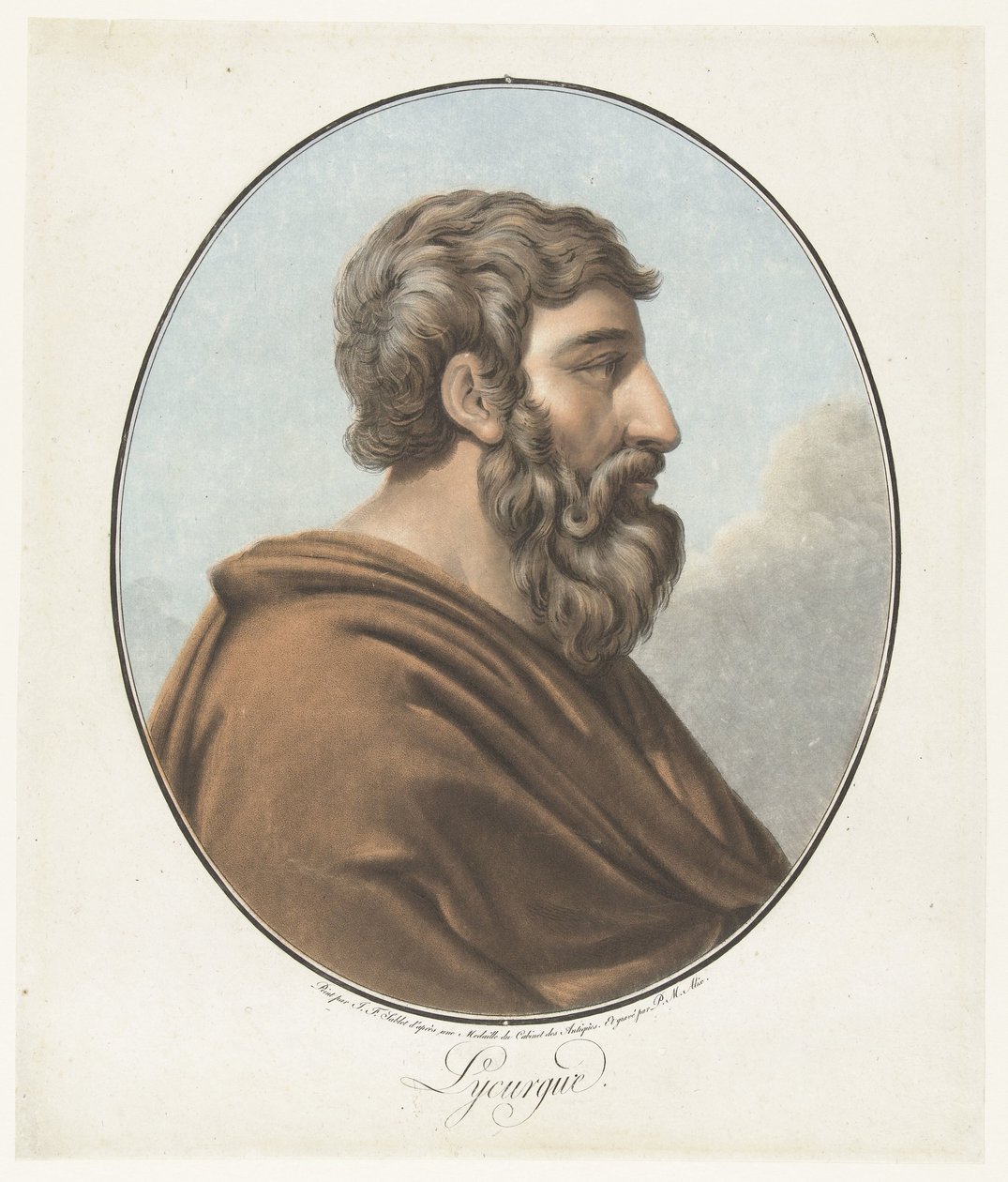 Lycurgus portréja Lycurgus (cím a tárgyon) Nagy férfiak gyűjteménye (sorozat címe) alkotó: Pierre Michel Alix