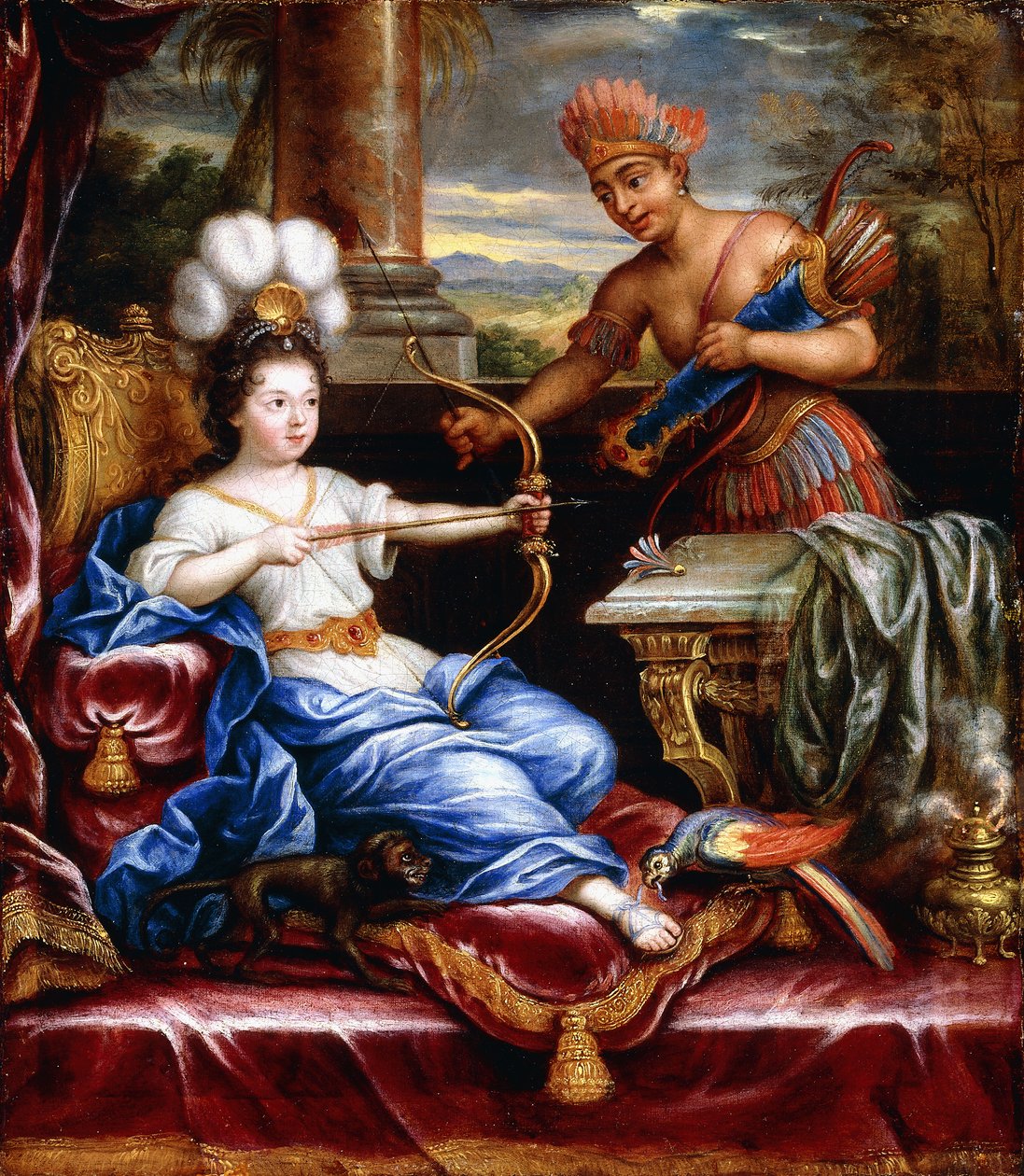 Amerika allegóriája Európának, alkotó: Pierre Mignard