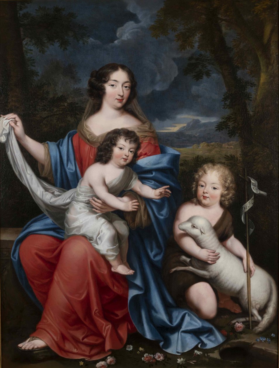 Madame de Maintenon portréja 1635-1719, XIV. Lajos természetes gyermekeivel, 17. század. alkotó: Pierre Mignard