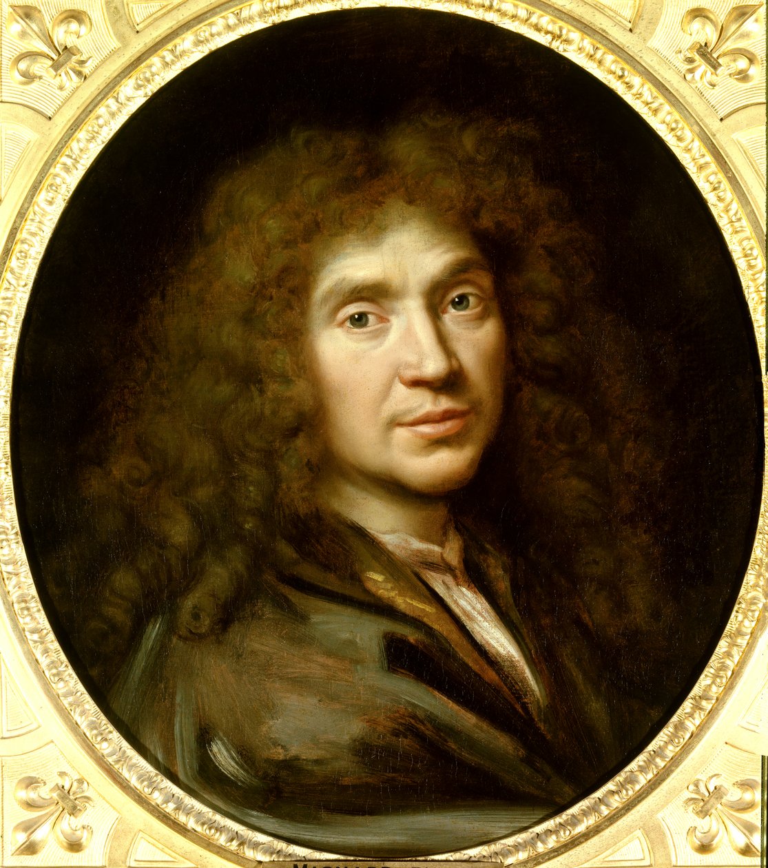 Moliere (1622-1673) Jean Baptiste Poquelin portréja. Olajfestmény. Mérete: 0,55 x 0,48. Pierre Mignard (1612-1695) festménye 1658 körül. Chantilly. Conde Múzeum. - Moliere (1622-1673) Jean Baptiste Poquelin portréja. Olajfestmény. 0,55x0,48. Painti alkotó: Pierre Mignard