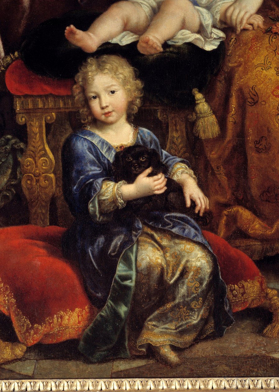 Franciaország Lajos (1661-1711) családja, XIV. Lajos (1638-1715) fia, akit Nagy Dauphin néven ismernek”, 1687-ben”” Képviselője feleségével, Marie Anne Christine de Baviere-vel és gyermekeikkel, Louis-val, Philippe (a jövőbeli spanyol V. Fülöp) és Károly. alkotó: Pierre Mignard