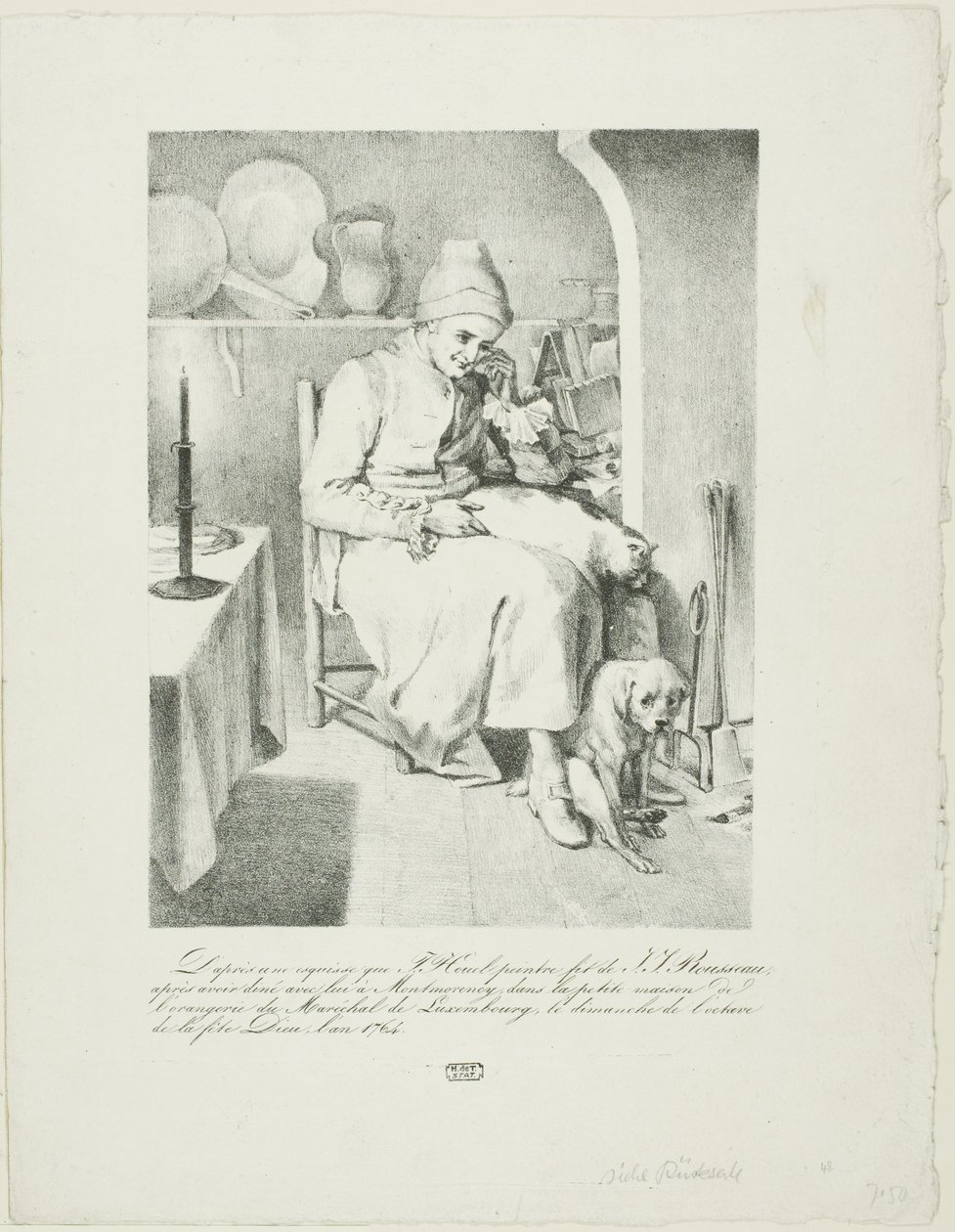 Jean-Jacques Rousseau vázlata (előlap); erdei jelenet (hátlap) alkotó: Pierre Nolasque Bergeret