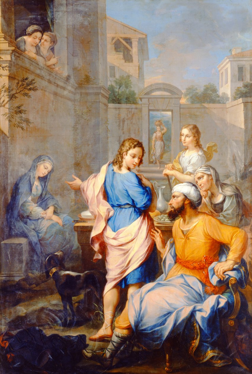 Tobias megkéri Raguel kezét lánya, Sarah kezét, 1733 alkotó: Pierre Parrocel