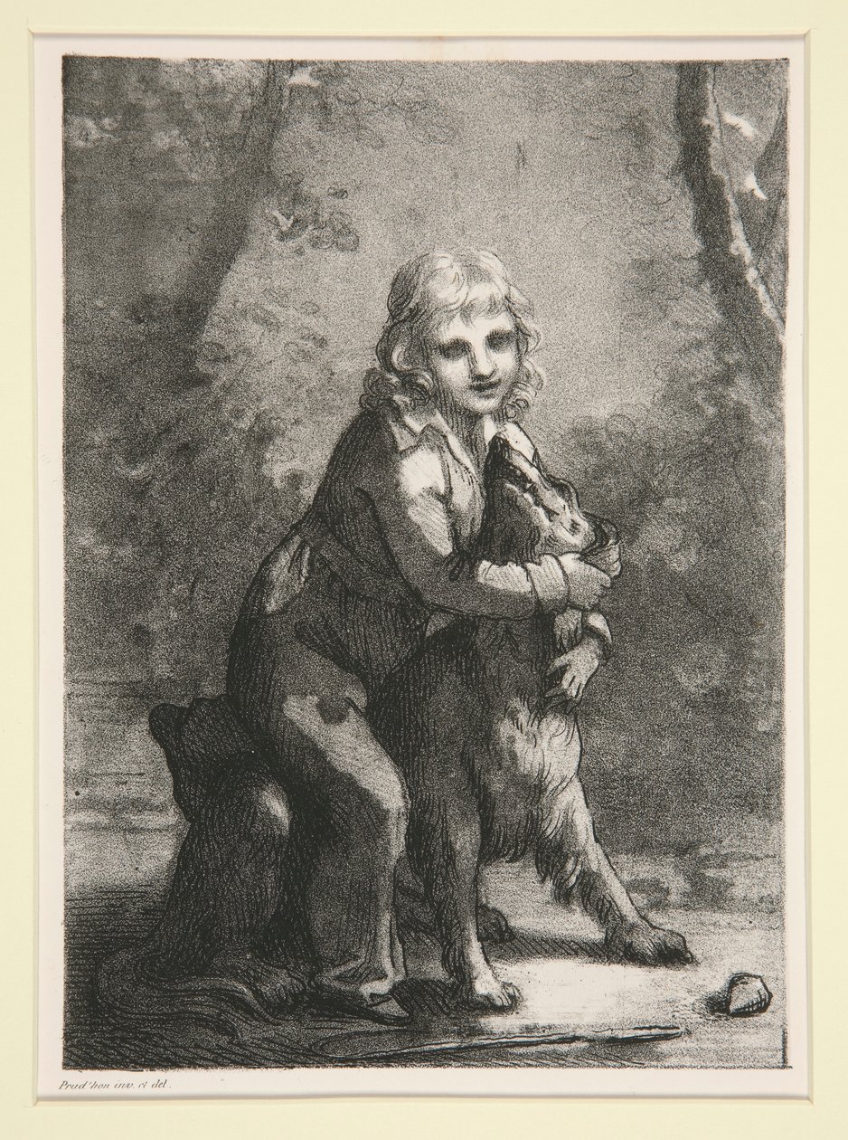 Cím nélkül (Fiú kutyával) alkotó: Pierre-Paul Prud