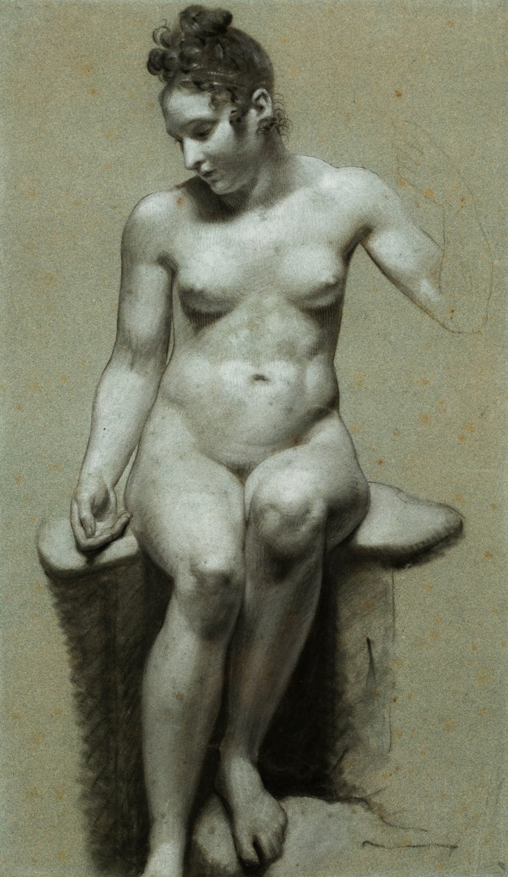 Egy ülő női akt, alkotó: Pierre Paul Prudhon