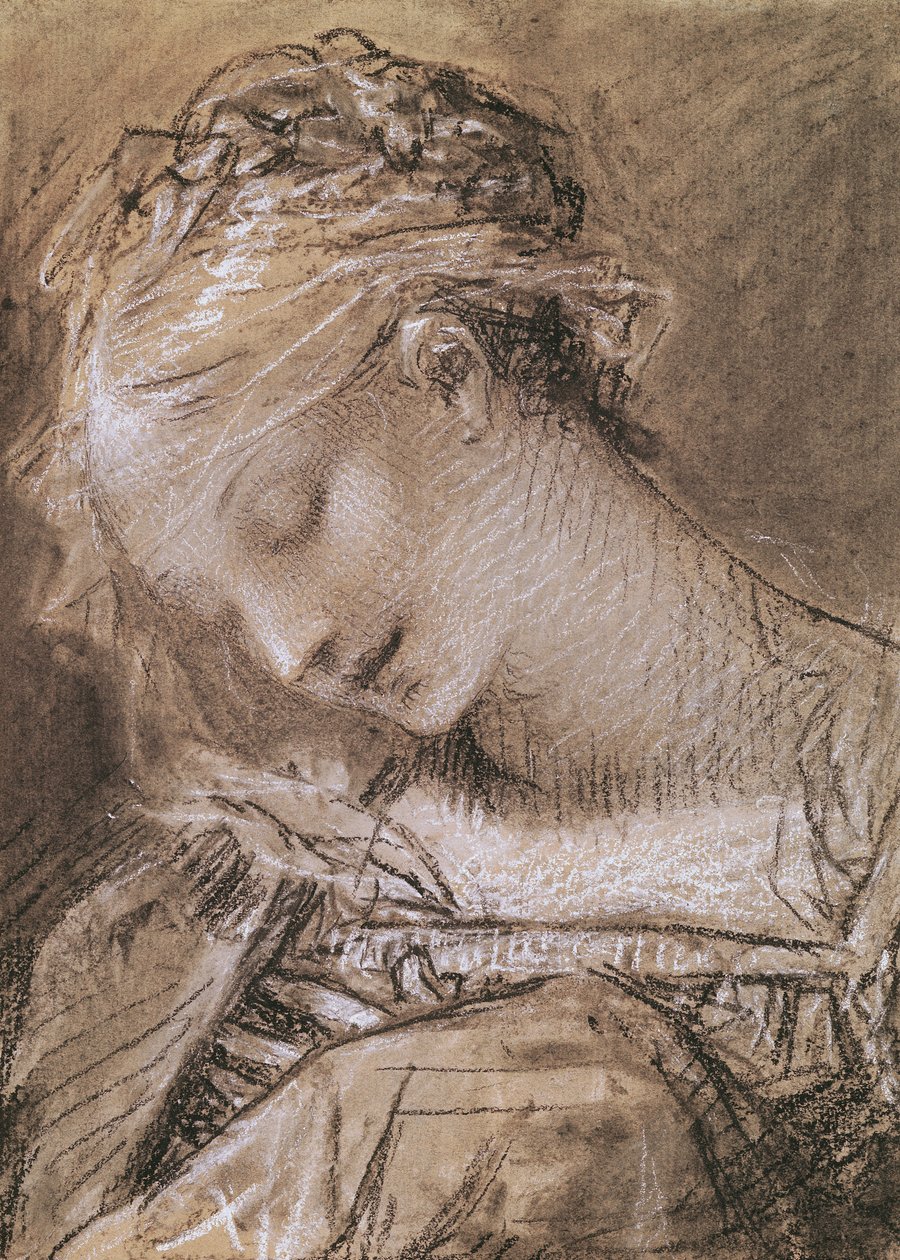 A Szűz feje (szén és fehér kréta papíron) alkotó: Pierre Paul Prudhon