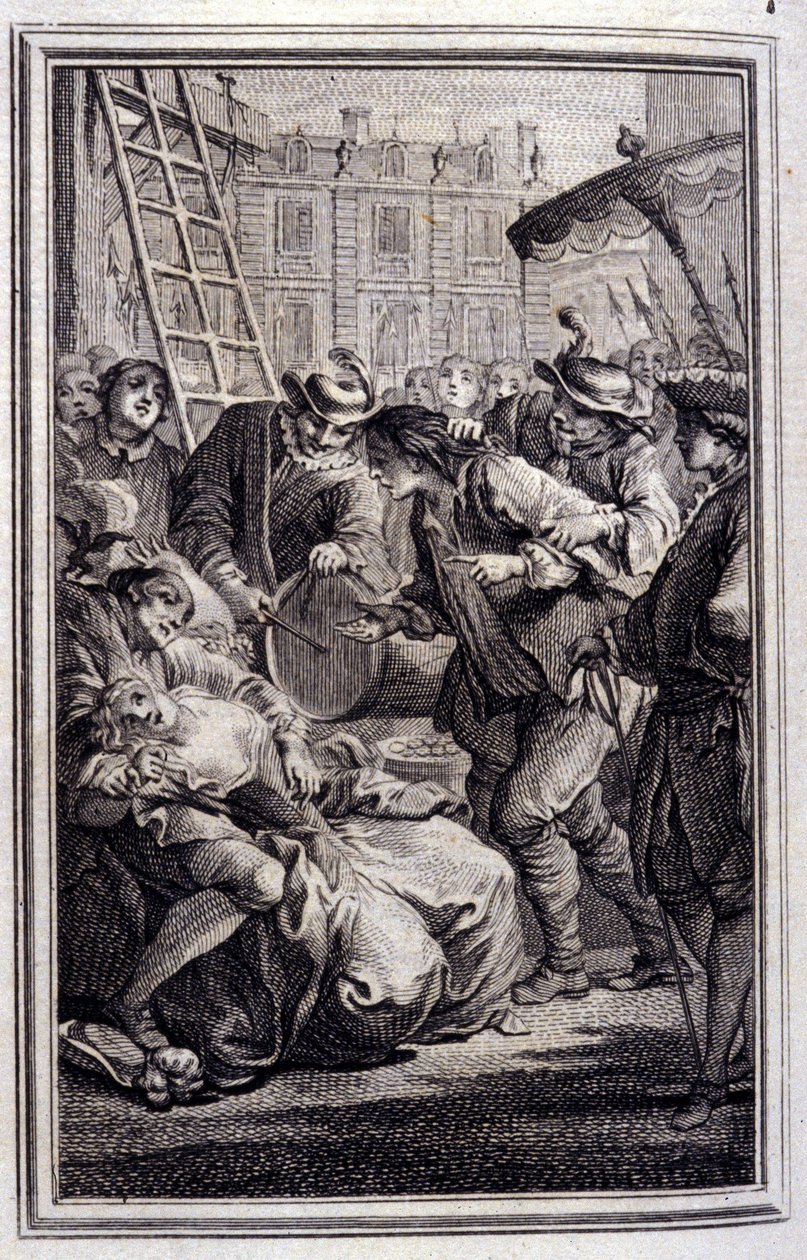 Belphegor – Jean La Fontaine „” Mesék és novellák versben” című részében. 1776. Illusztráció: P. P. Choffard. alkotó: Pierre Philippe Choffard