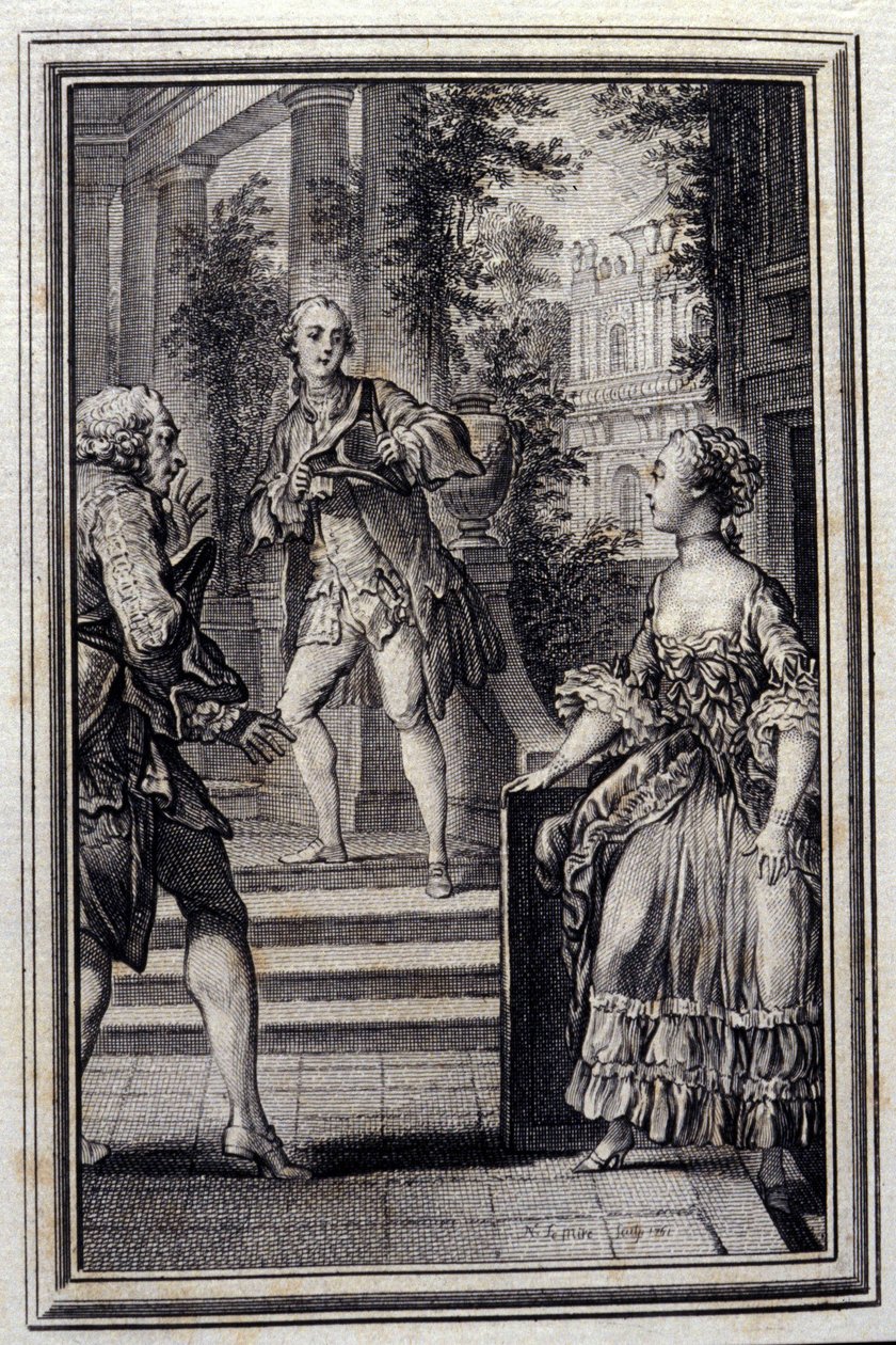A magabiztos tudás nélkül vagy a Stratageme – Jean La Fontaine „” Mesék és hírek versben” című részében. 1776. Illusztráció: P. P. Choffard. alkotó: Pierre Philippe Choffard