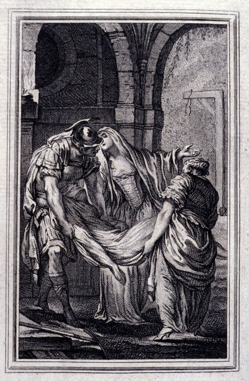 Az efezusi matróna – Jean La Fontaine „” Mesék és novellák versben” című részében. 1776. Illusztráció: P. P. Choffard. alkotó: Pierre Philippe Choffard