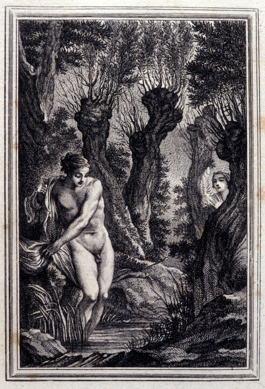 A lelkiismeret esete – Jean La Fontaine „Mesék és novellák versben” című részében. 1776. Illusztráció: P. P. Choffard. alkotó: Pierre Philippe Choffard