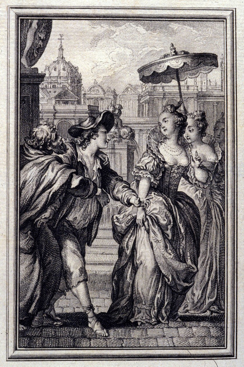 Les Oies du Pere Philippe - Jean La Fontaine "Tales et nouvelles en vers" című művében. 1776. Illusztráció: P.P. Choffard. alkotó: Pierre Philippe Choffard