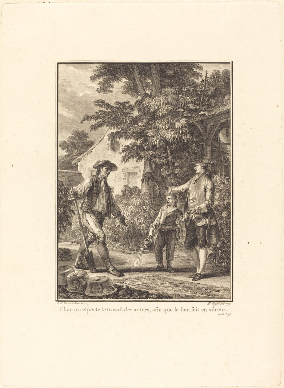 Mindenki tiszteli mások munkáját, hogy a sajátja biztonságban legyen alkotó: Pierre Philippe Choffard after Jean Michel Moreau
