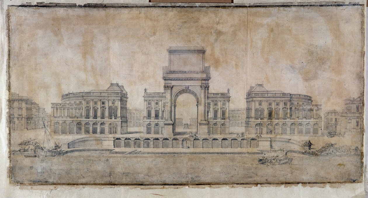 Építészet: „Place Royale projekt Marseille számára, perspektíva a városra nézve” 1686 (rajz) alkotó: Pierre Puget