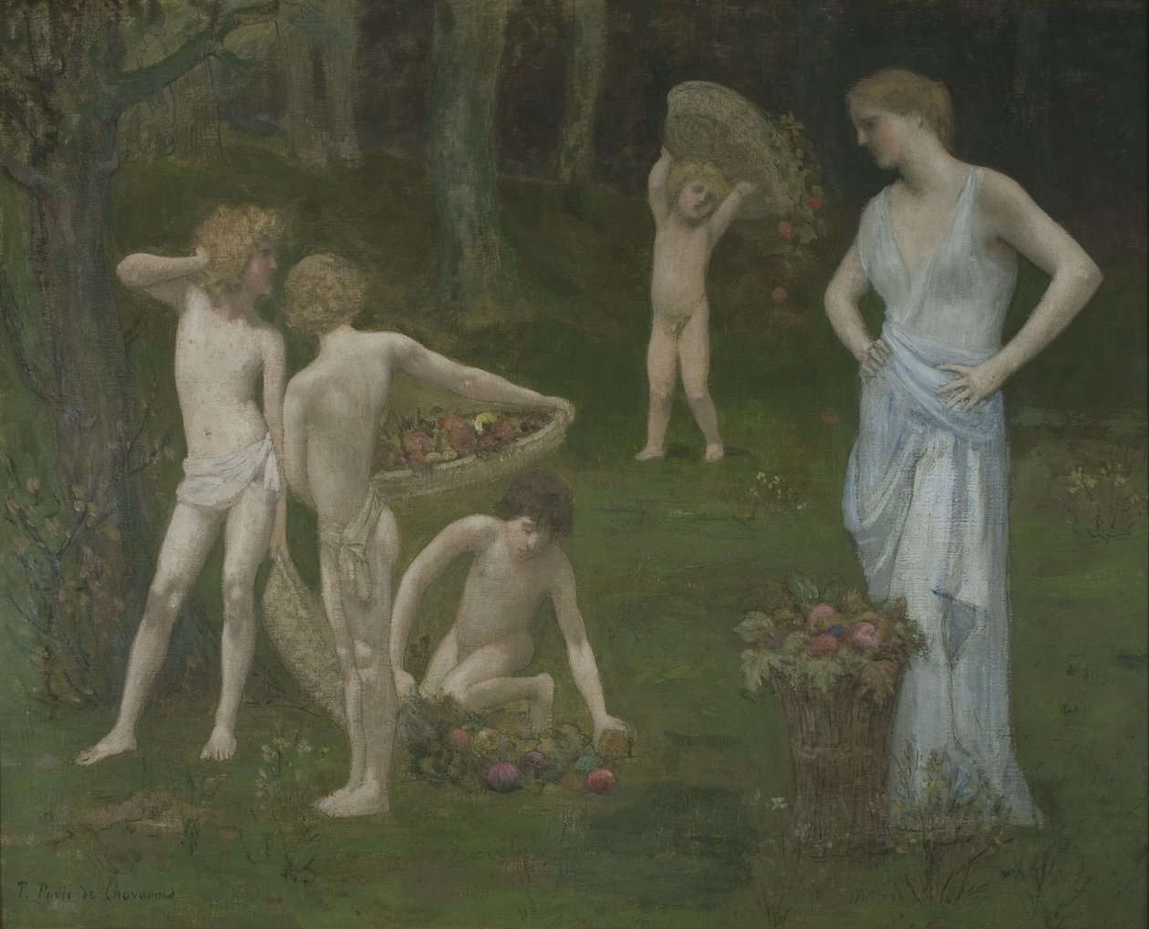 Gyerekek egy gyümölcsösben, c. 1886-1888 alkotó: Pierre Puvis de Chavannes