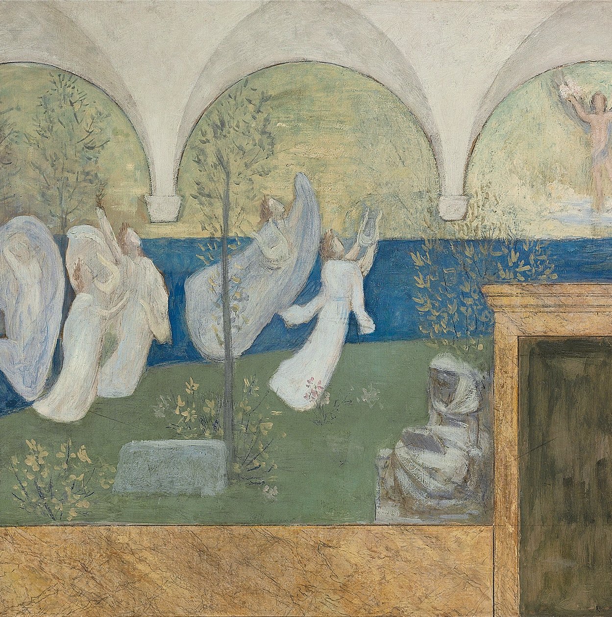 Részlet egy előkészítő festményről: Az inspiráló múzsák elismerik a géniuszt, a fény hírnökét, 1895 alkotó: Pierre Puvis de Chavannes