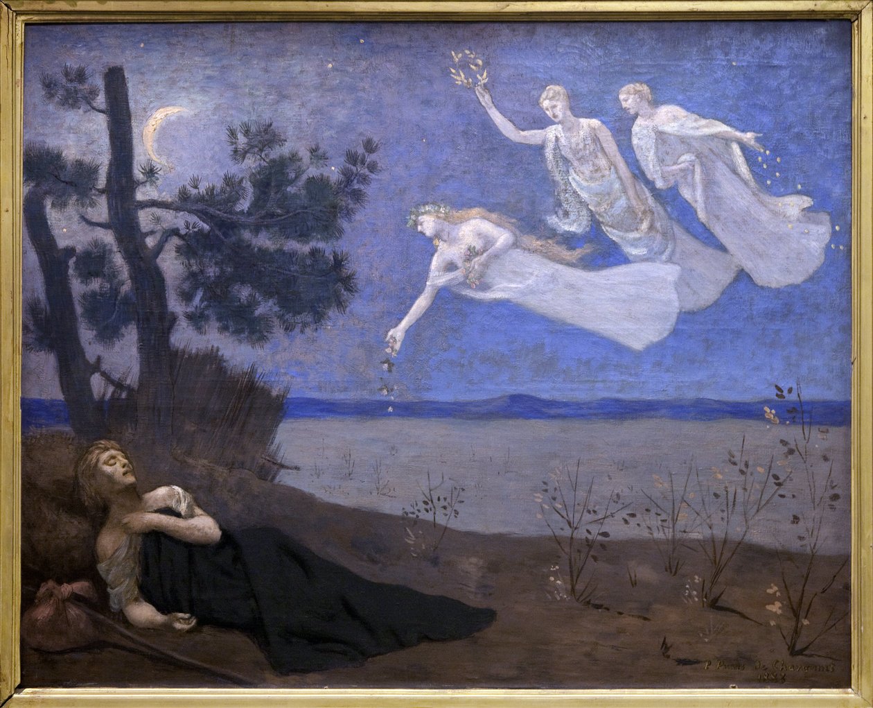 Le Reve (álmában látja, hogy szerelem, dicsőség és gazdagság jelenik meg előtte) (festmény) alkotó: Pierre Puvis de Chavannes