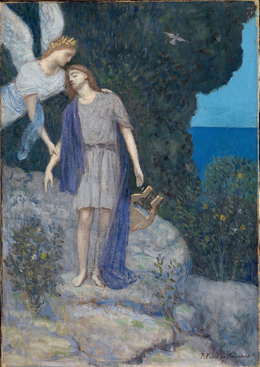 ""A költő és múzsája"" Pierre Puvis de Chavannes (1824-1898) festménye 1896 Nemzeti Művészeti Múzeum, Oslo Norvégia alkotó: Pierre Puvis de Chavannes
