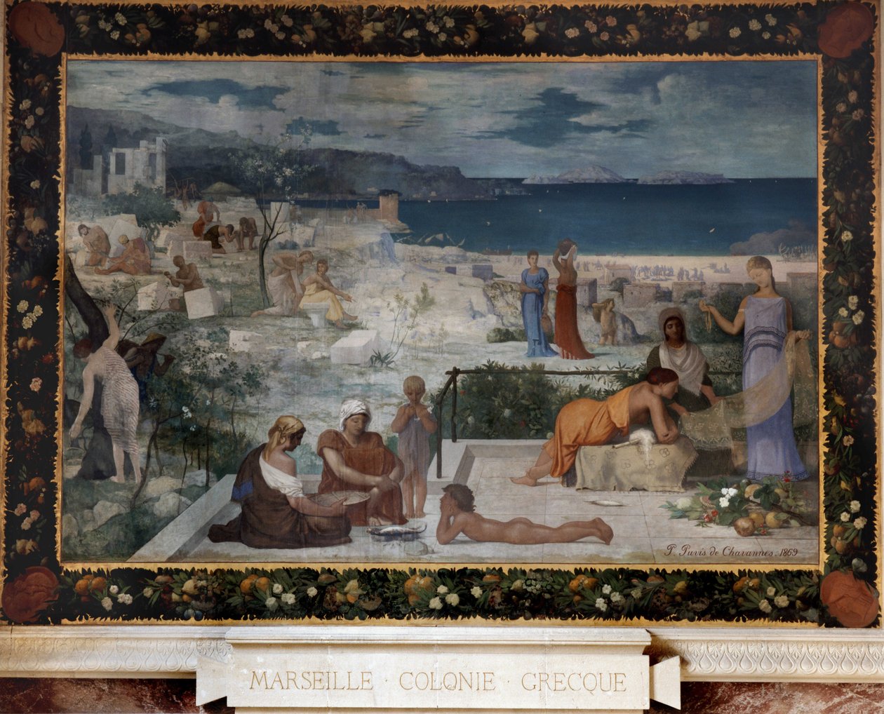 Marseille - Görög gyarmat (olaj, vászon, marouflee a falon) alkotó: Pierre Puvis de Chavannes