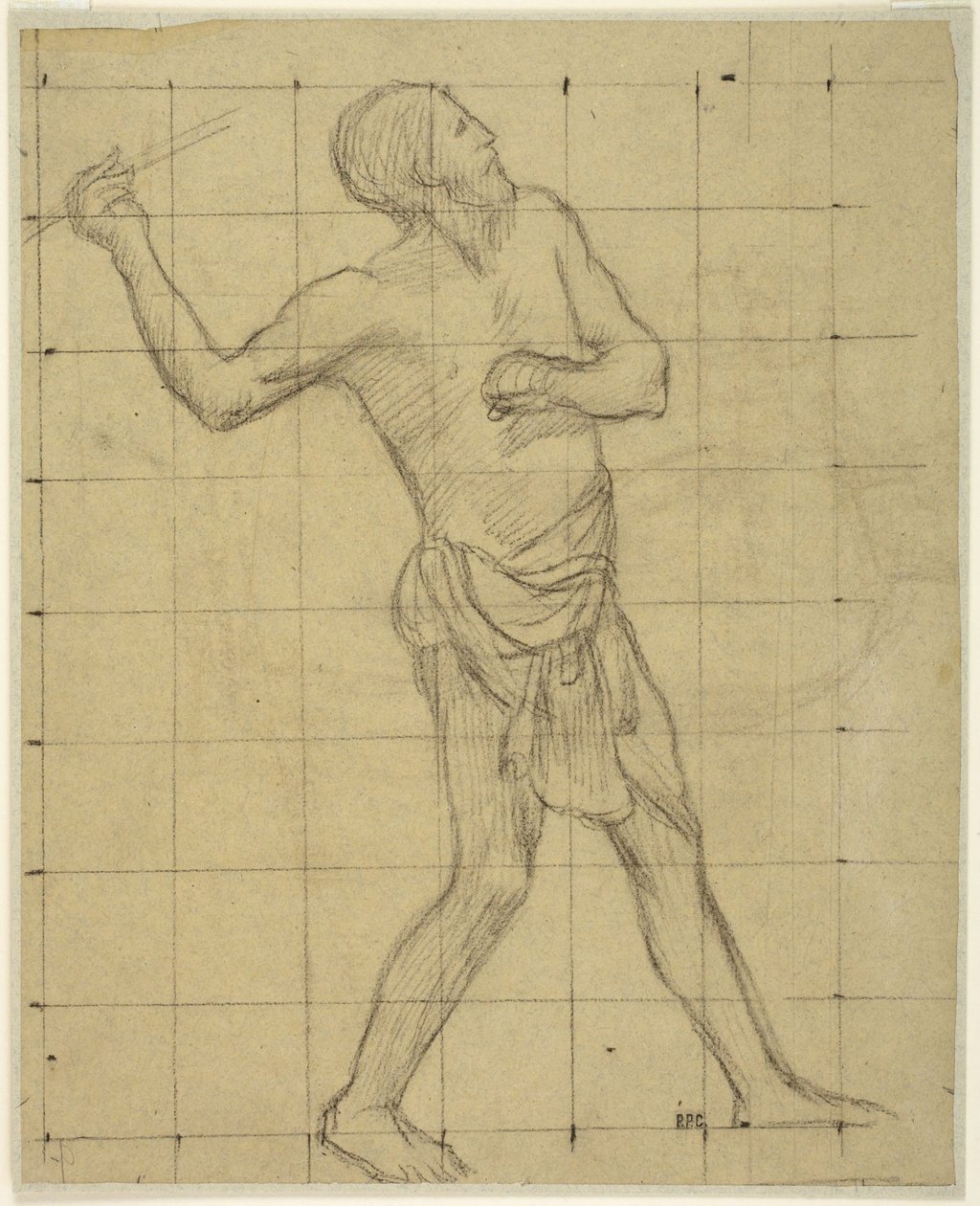 Pikárdiai lándzsavető, tanulmány a Pro Patria Ludushoz, Amiens, Musée de Picardie alkotó: Pierre Puvis de Chavannes