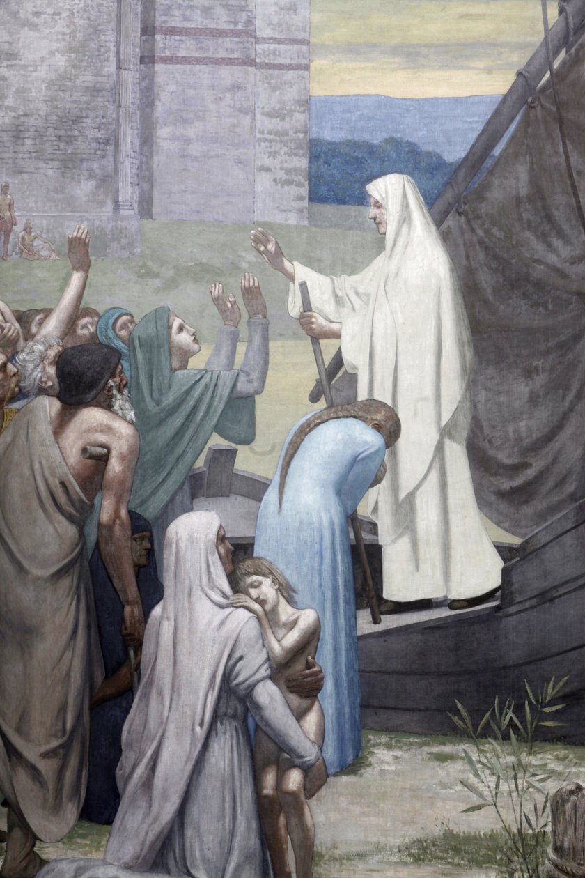 St. Genevieve ellátást szállít Párizs városának az ostrom után alkotó: Pierre Puvis de Chavannes