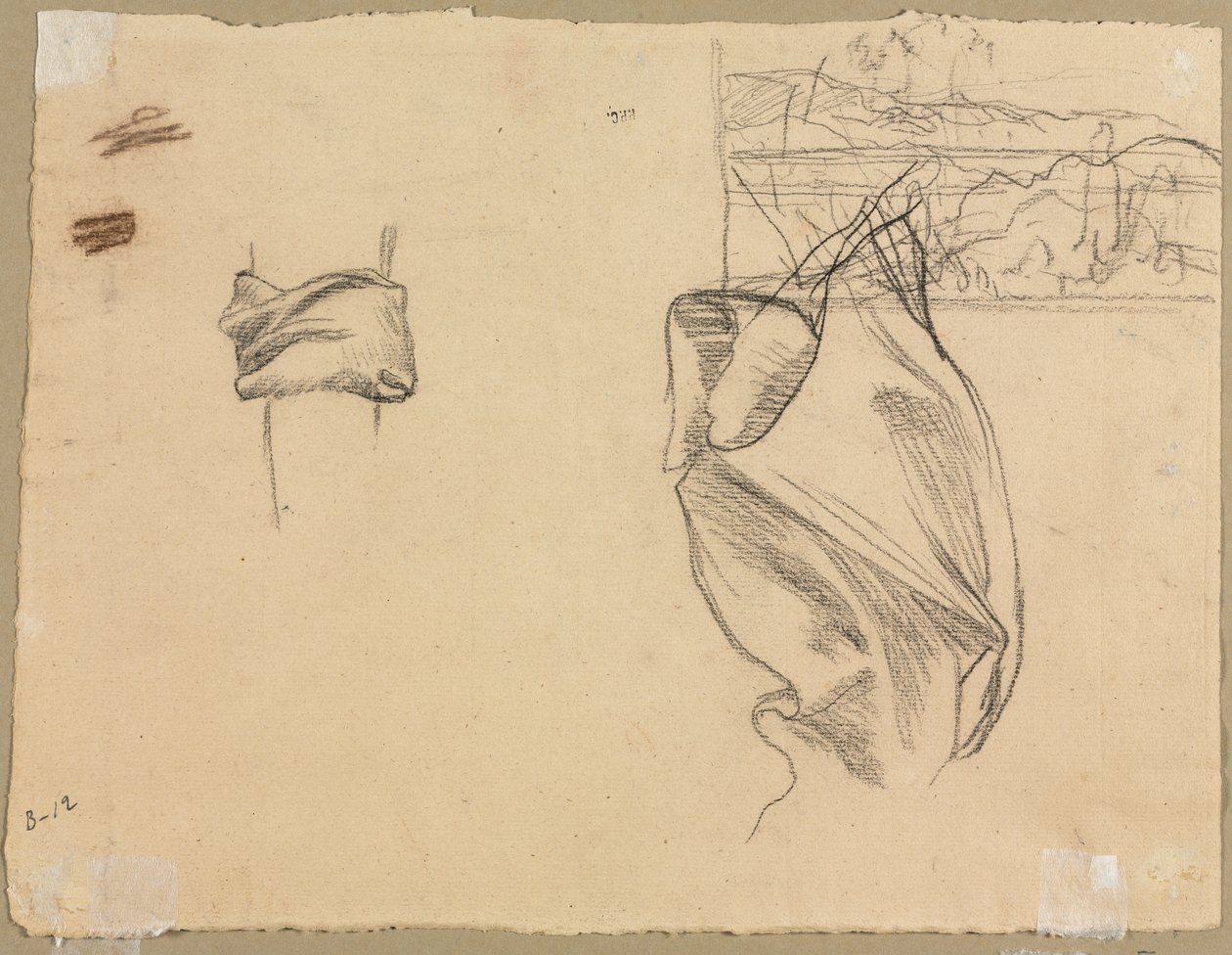 Studies of Drapery and Study of a Landscape verso, 1800-as évek. alkotó: Pierre Puvis de Chavannes