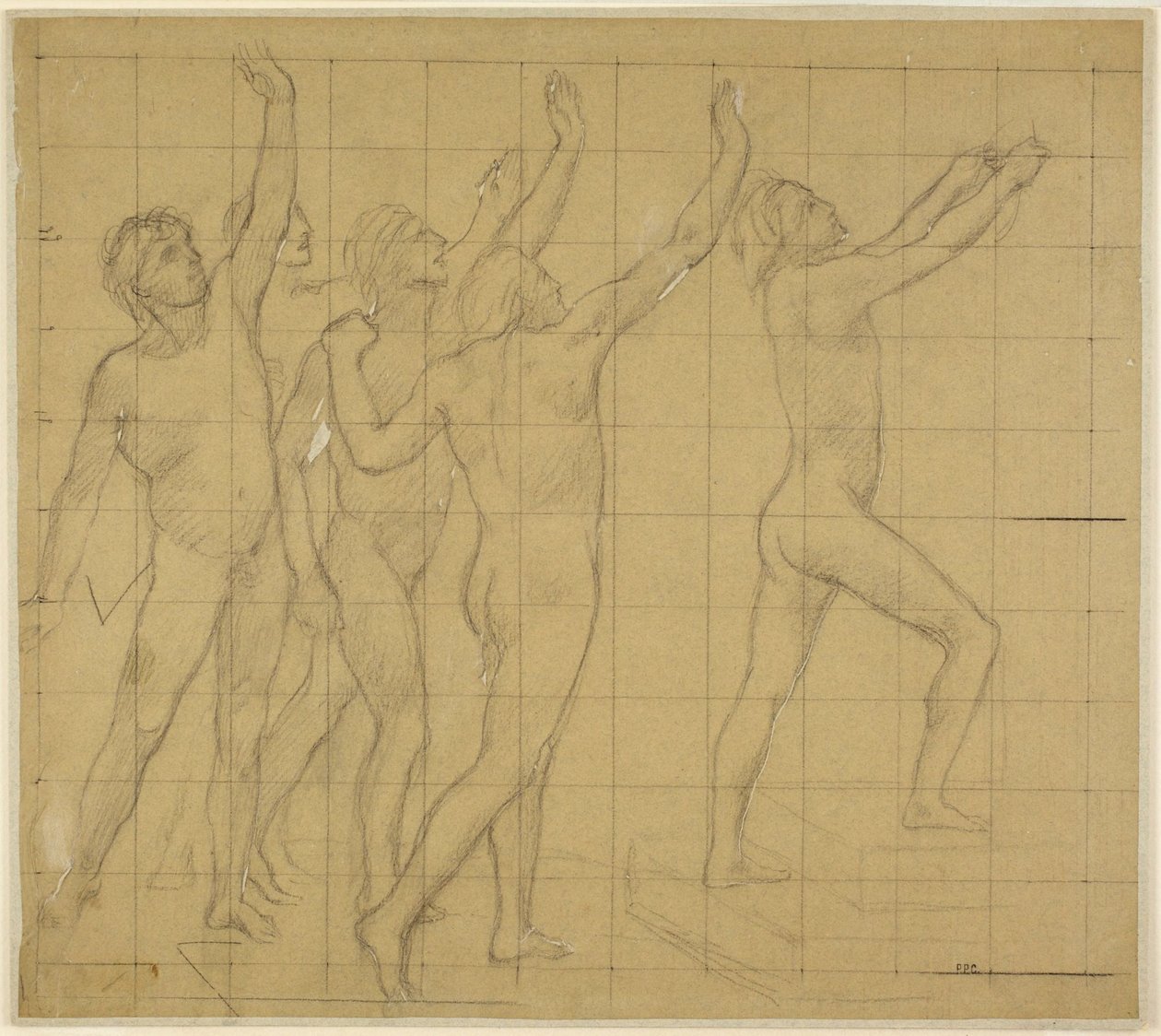 Tanulmány a Sorbonne félköríves díszterméhez (Irodalom, tudományok és művészetek) alkotó: Pierre Puvis de Chavannes