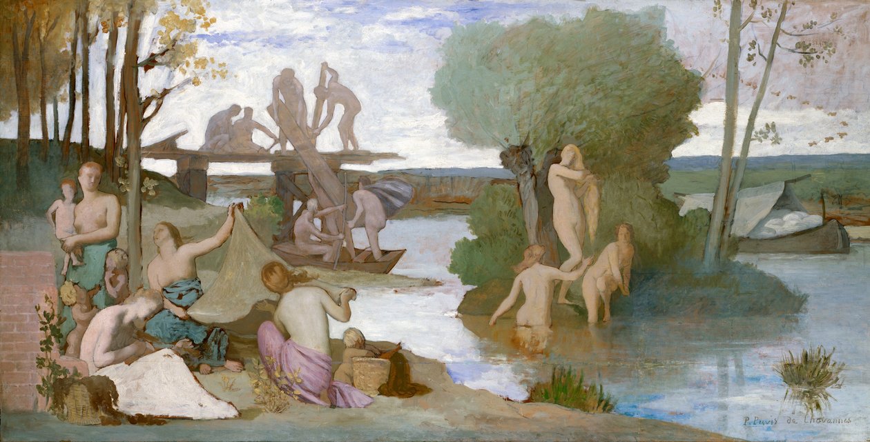 A folyó, 1864 körül (olaj, papír, vászonra fektetve) alkotó: Pierre Puvis de Chavannes