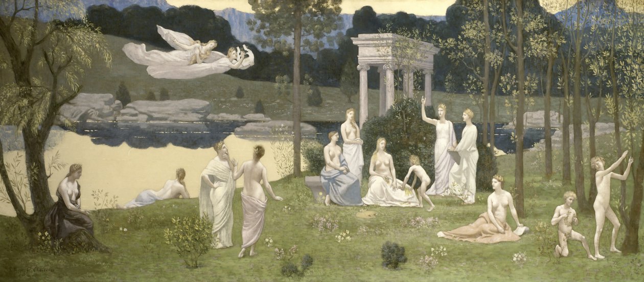 A szent liget, a művészetek és a múzsák kedveltje, 1884-89 alkotó: Pierre Puvis de Chavannes