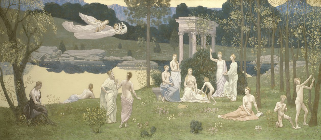 A szent liget, a művészetek és a múzsák kedveltje, 188489. alkotó: Pierre Puvis de Chavannes