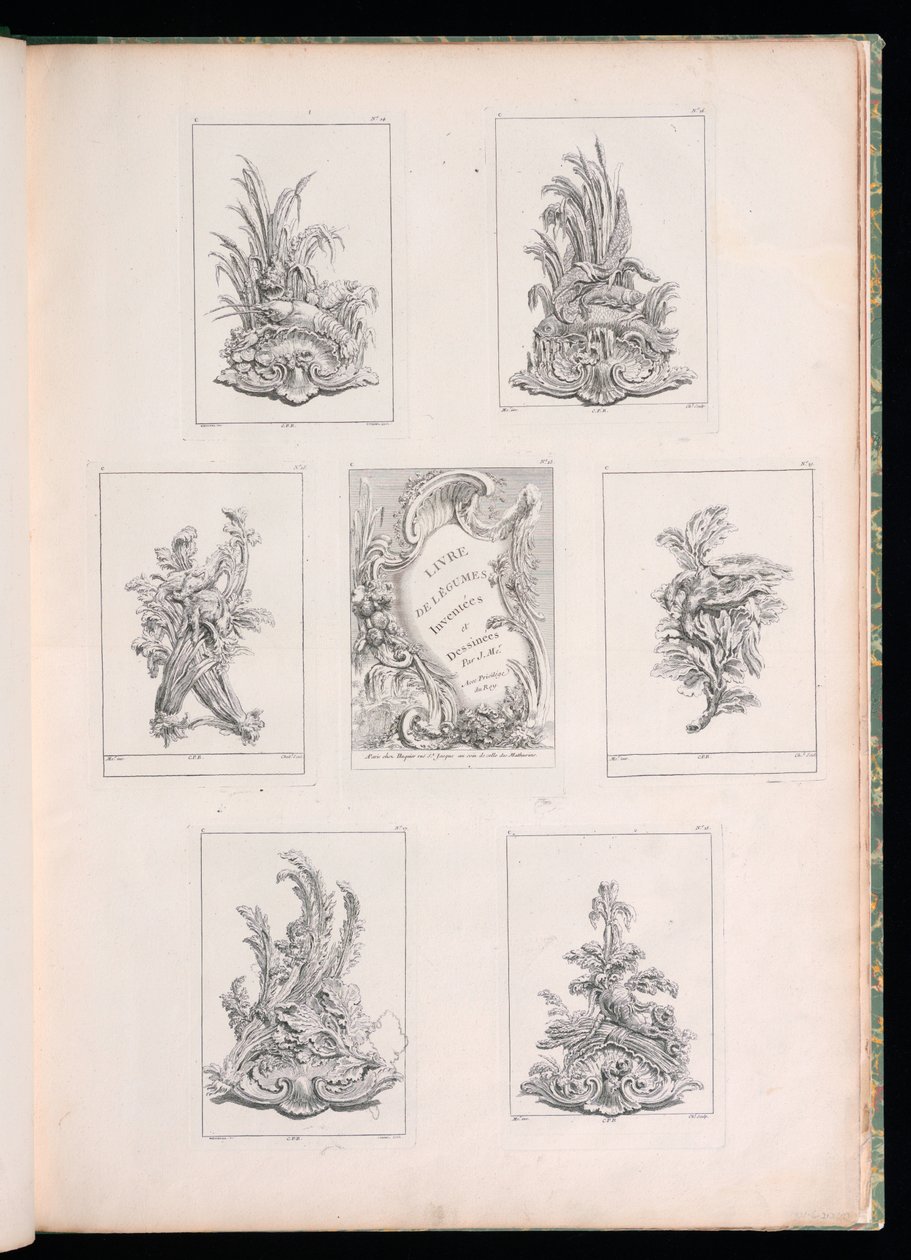 Dísztervezés két döglött madárral az Acanthus ágon, a Livre de Legumes -től alkotó: Pierre Quentin Chedel