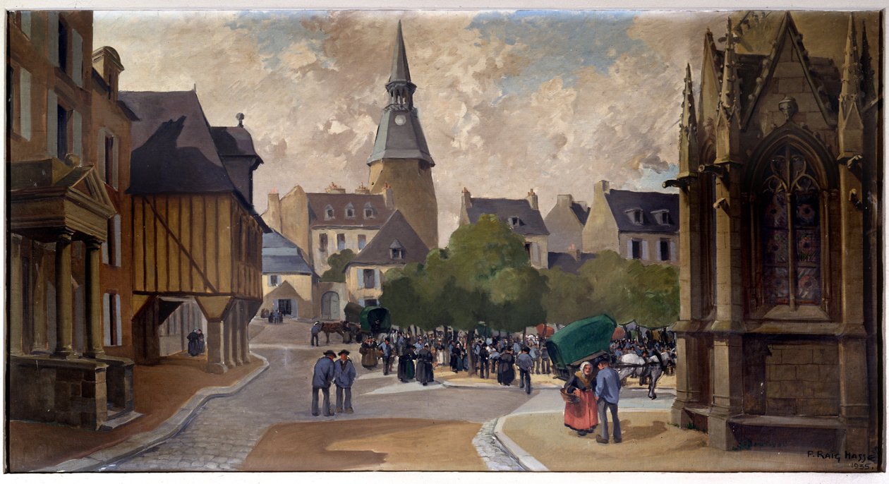 Borjúpiac a Place St Sauveur-ben, Dinan – P. Raig Hasse alkotó: Pierre Raighasse