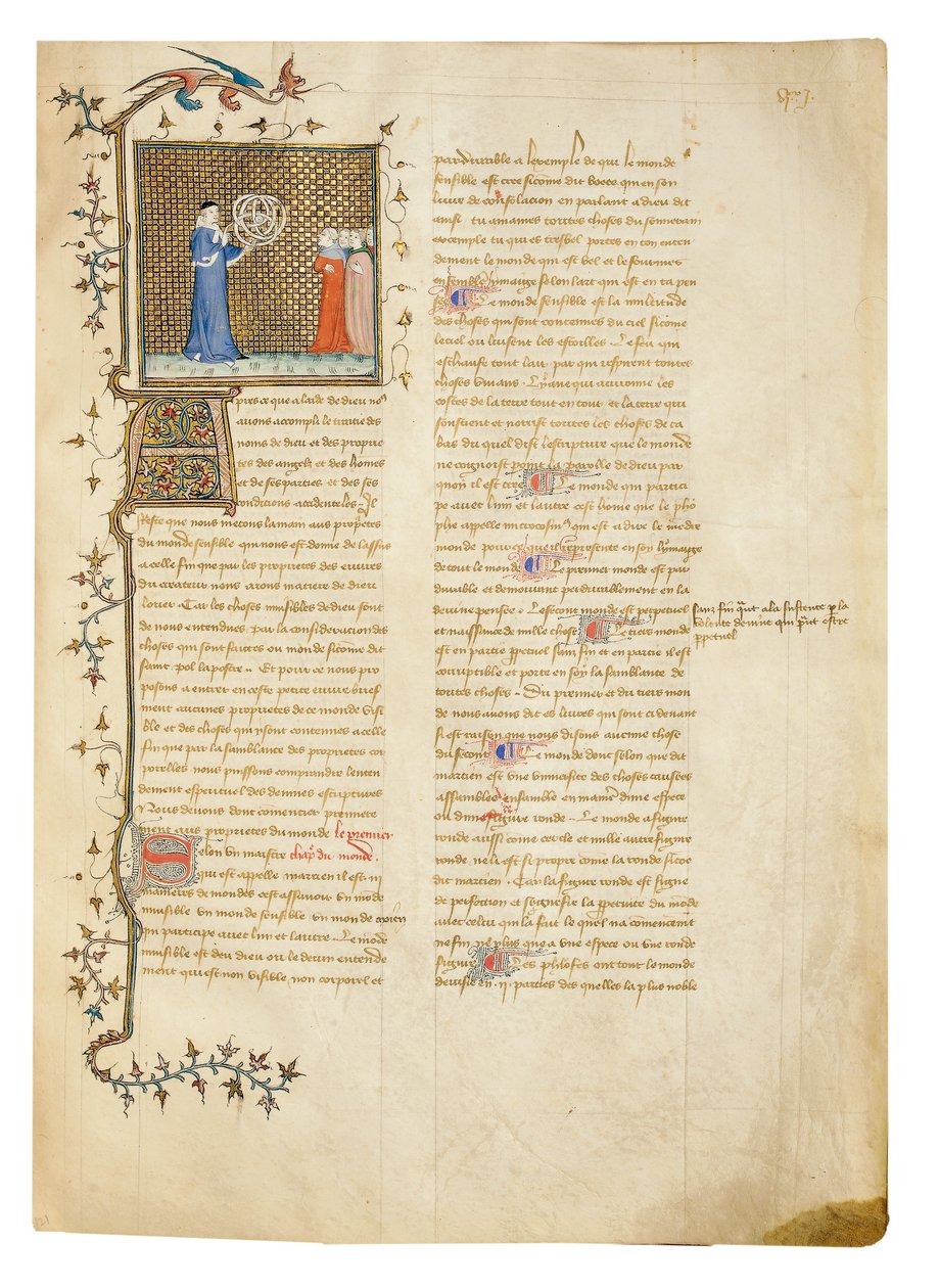 Oldal az angol Bartholomew "The Properties of Things"-ből, Jean Corbechon francia fordításában, 1390 körül alkotó: Pierre Remiet