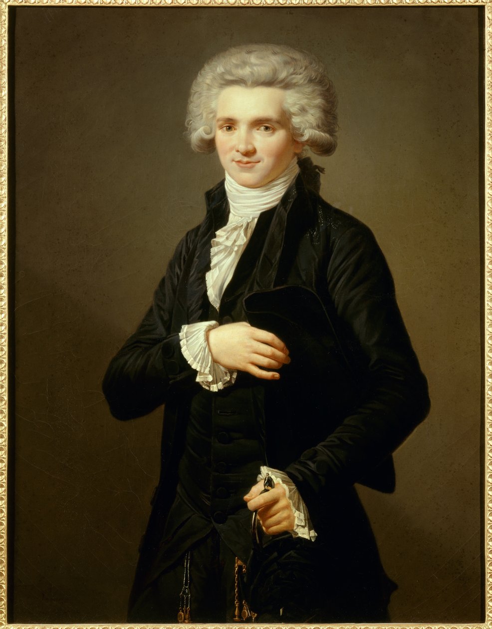 Maximilian portréja Robespierre-től (1758-1794), hagyományosan a harmadik állam képviselőjének ruhájában. Pierre Vigneron festménye (1789-1872) Ec. Fr. alkotó: Pierre Roch Vigneron