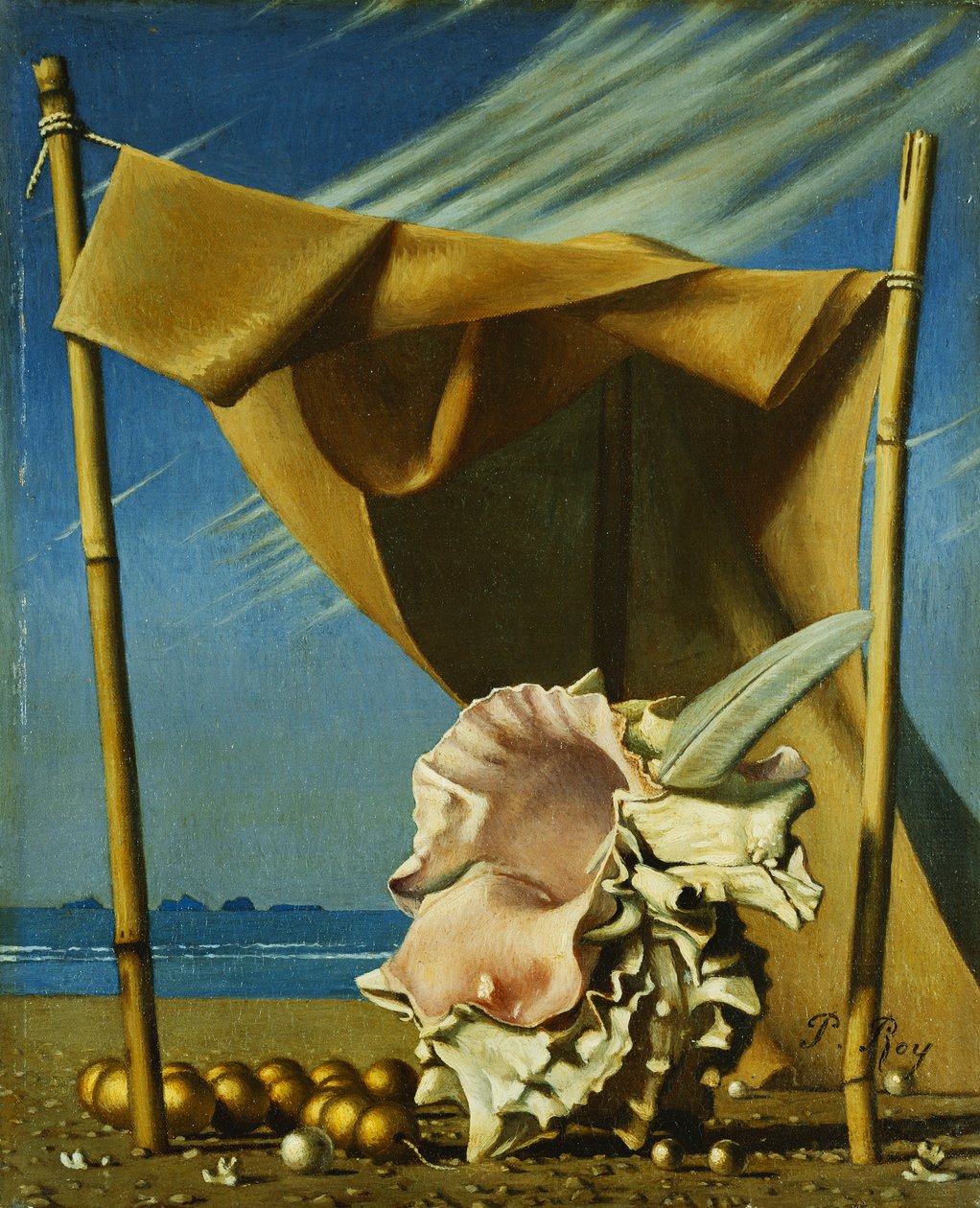 Shell és Drape; Coquillage et Drape, 1930 körül (olaj, vászon) alkotó: Pierre Roy