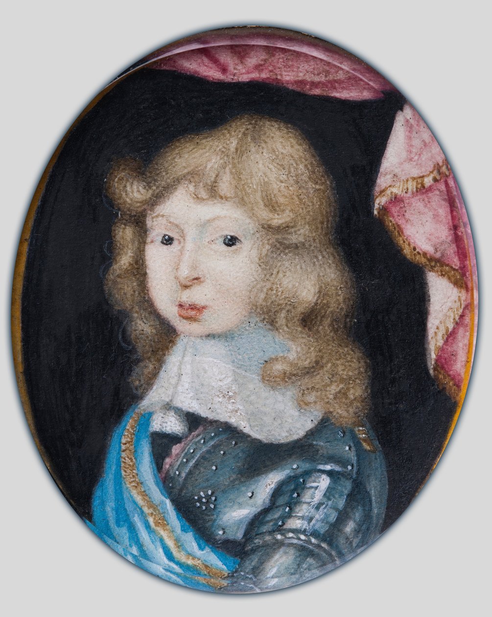 XI. Károly, svéd király gyermekkorában készült miniatűr, 1662 körül (gouache pergamen) alkotó: Pierre Signac