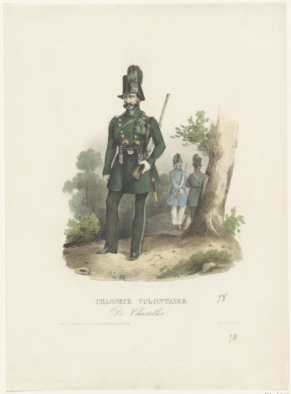 Belga önkéntes vadász, 1831 Chasseur Volontaire De Chasteller (cím a tárgyon) alkotó: Pierre Simonau