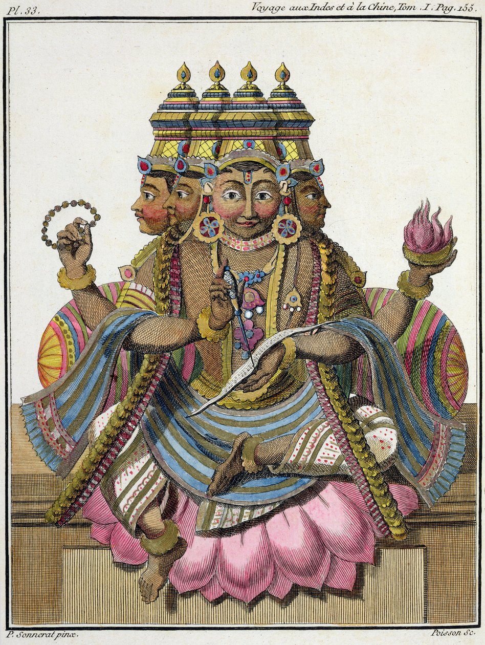 Brahma, a teremtés hindu istene Pierre Sonnerat „Voyage aux Indes et a la Chine” című művéből, vésette Poisson, kiadva 1782-ben alkotó: Pierre Sonnerat